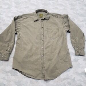 Vintage Evergreen Shirt Mens Small Green Pockets Long Sleeve Button Up